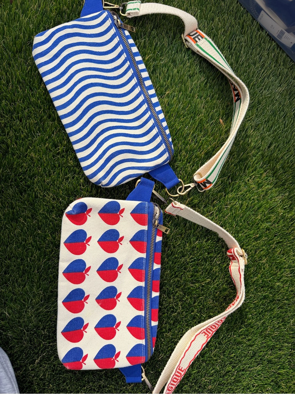 Buy one get one FREECanvas Crossbody Bag with Red & Blue Heart Apple Print